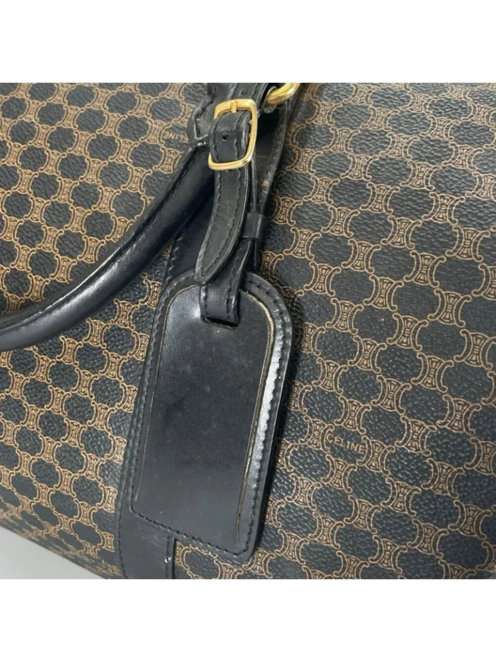 Celine Macadam 45 Boston Bag Leather Brown